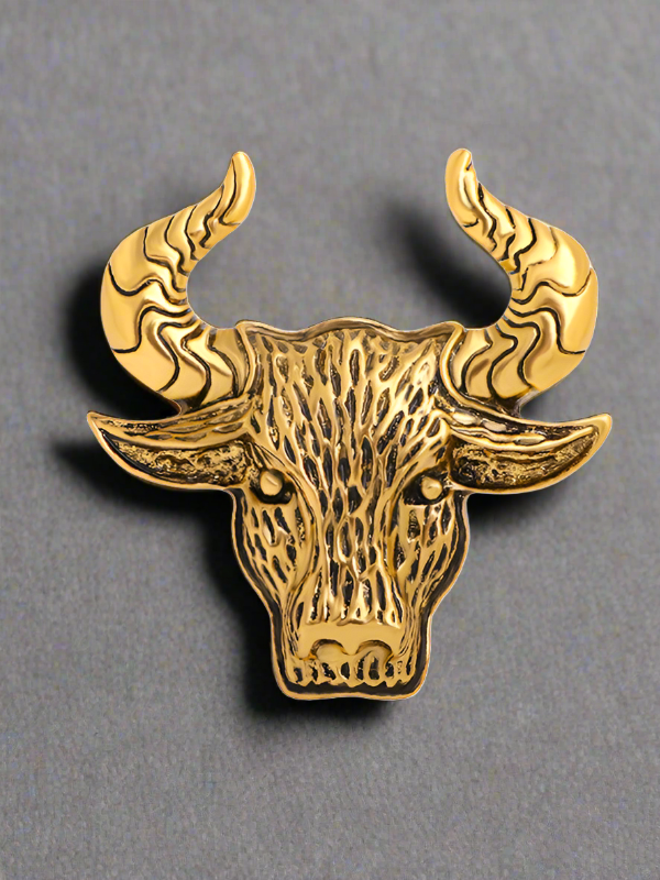 Unisex Vintage Bull Taurus Pin