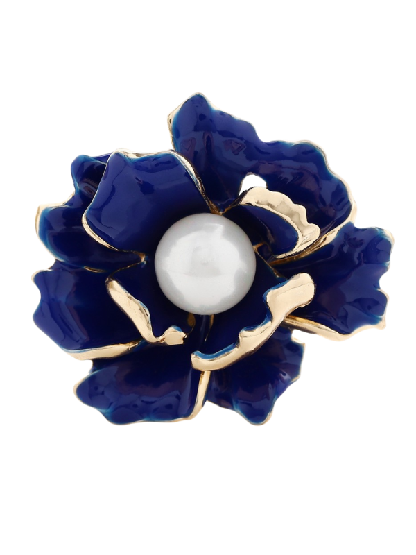 Blue Rose Pearl Flower Pin