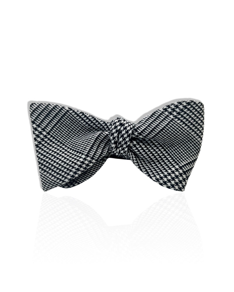 Black and White Glen Plaid Bow Tie