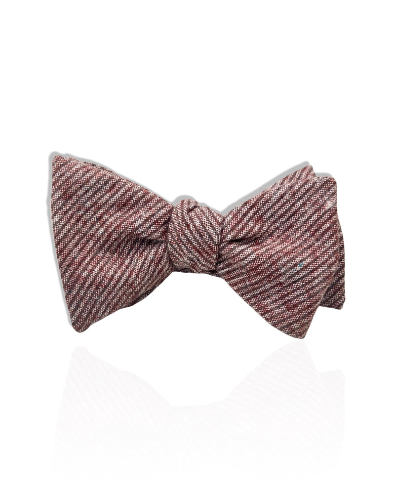 Burgundy Stripe Cotton & Linen Bow Tie