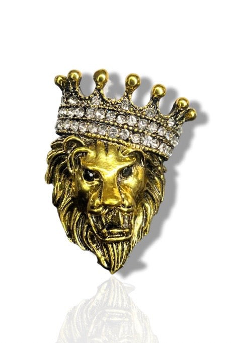 Gold Royal Lion Crown Pin
